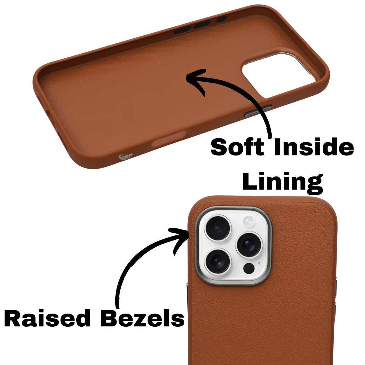 Leather Textured with Metallic Camera Ring for iPhone 16 Pro Max