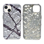 Glossy Silver Chrome with Black Crackle Marble Design Phone Case for iPhone 13 / 14