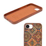 Bohemian Ethnic Print Cork Texture with Pearl Detail Phone Case for iPhone 16e