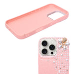 Luxury Glitter Finish with 3D Pearl Flower Design Phone Case for iPhone 16 Pro