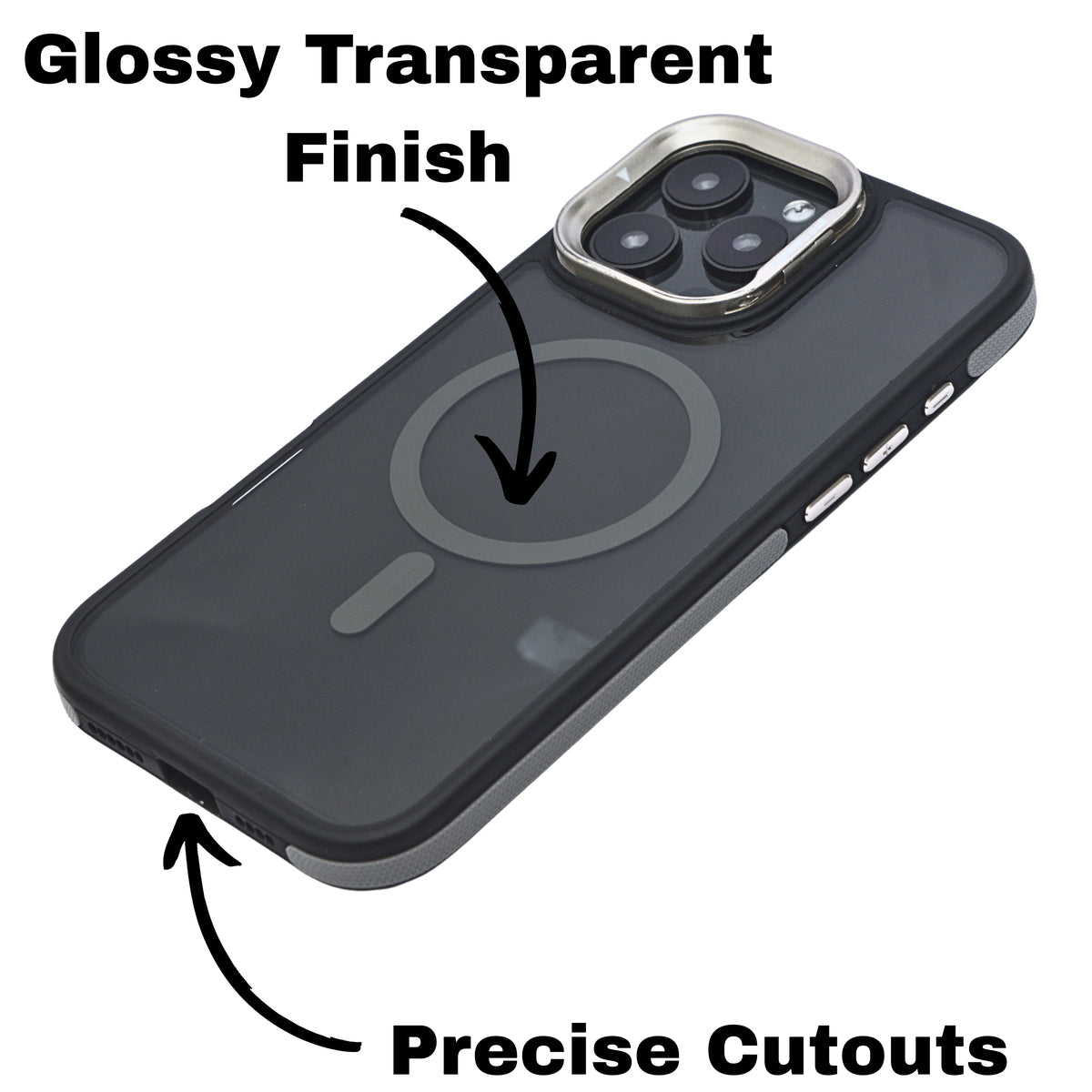 Transparent MagSafe Compatible with Metallic Camera Accent Phone Case for iPhone 16 Pro Max