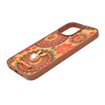 Bohemian Ethnic Print Cork Texture with Pearl Detail Phone Case for iPhone 15 Pro Max