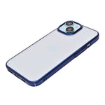 Crystal Shield Clear Phone Case with Blue Border Protection for iPhone 15