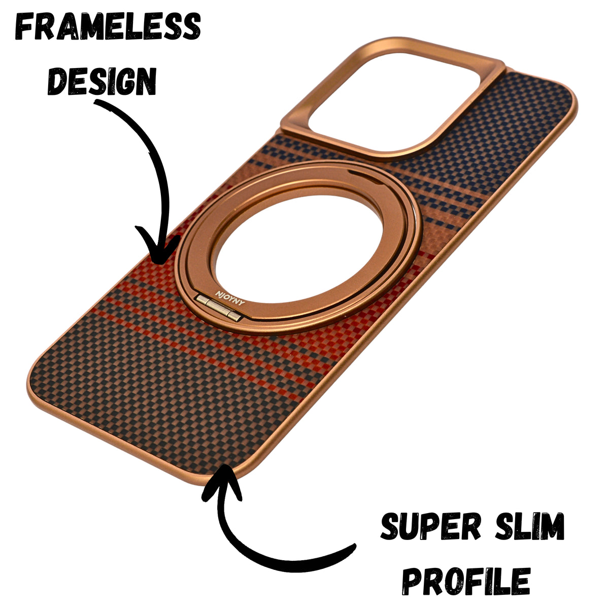 Metallic Camera Protector Back Frame with 360° Rotatable Kickstand Phone Case for iPhone 16 Pro Max