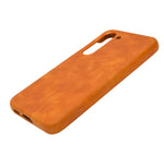 Luxurious and Protective Business Style Phone Case with Tan Faux Leather for Samsung Galaxy S23