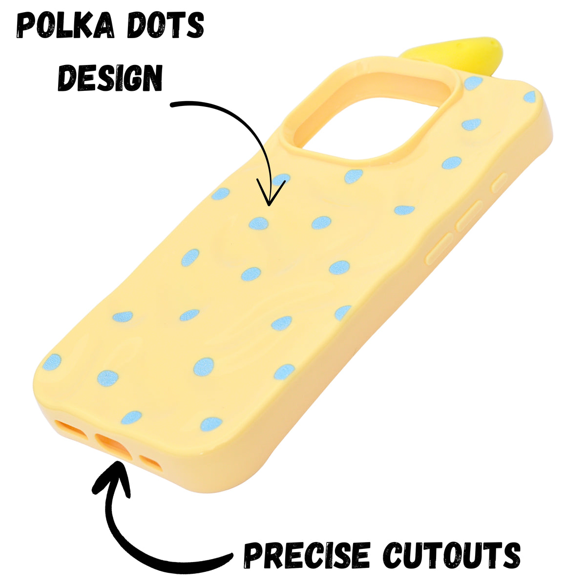 3D Cartoon Character with Polka Dots Soft Phone Case for iPhone 16 Pro