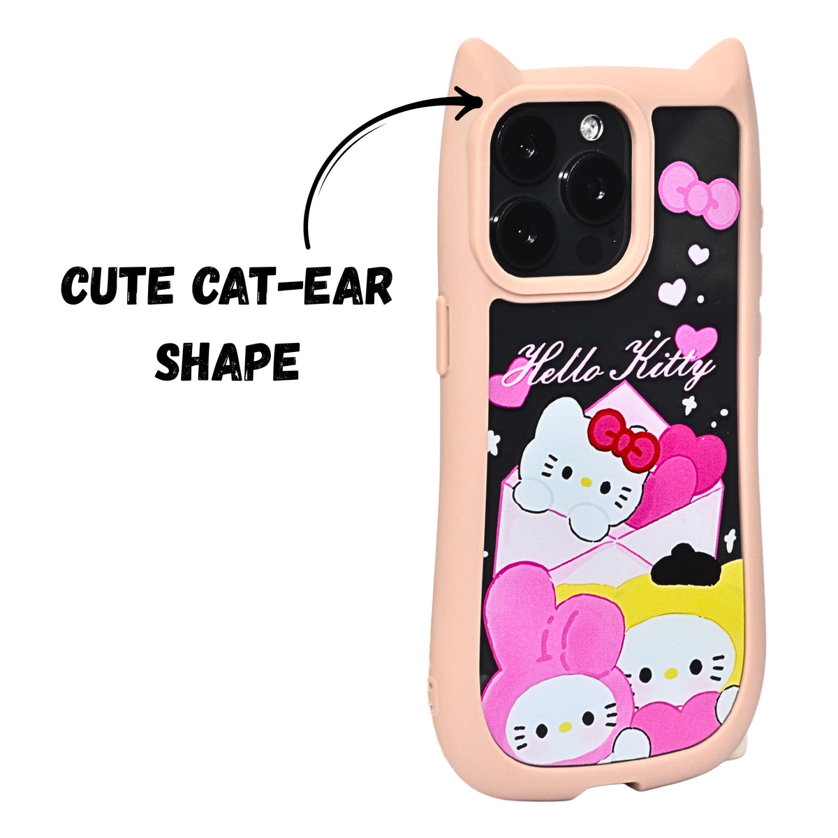 Cute Cartoon Phone Case with Cat Ears For iPhone 15 Pro