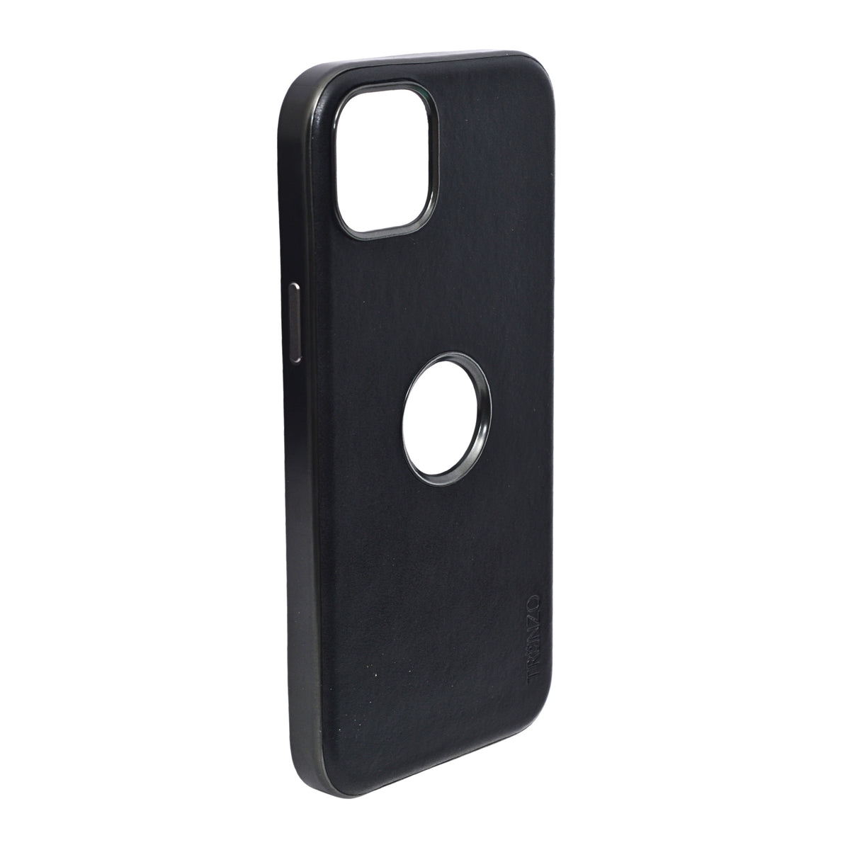 Shockproof Leather-Finish with logo Cutout Phone Case for iPhone 14 Plus/ 15 Plus