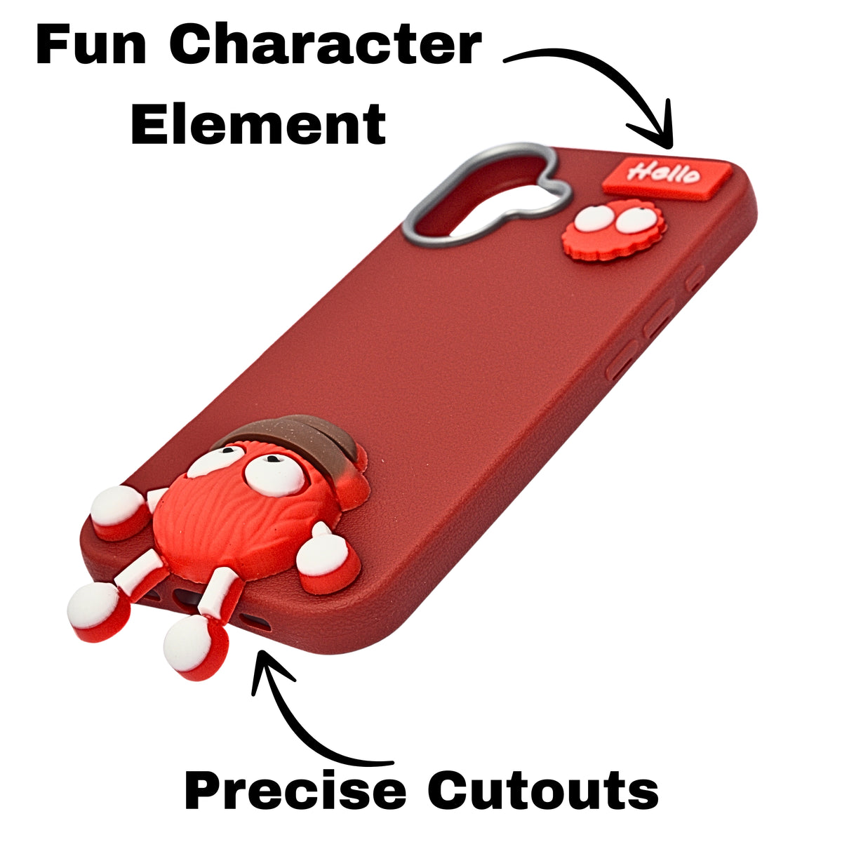 Hello Teddy Cap 3D Cartoon Phone Case For iPhone 16 Plus