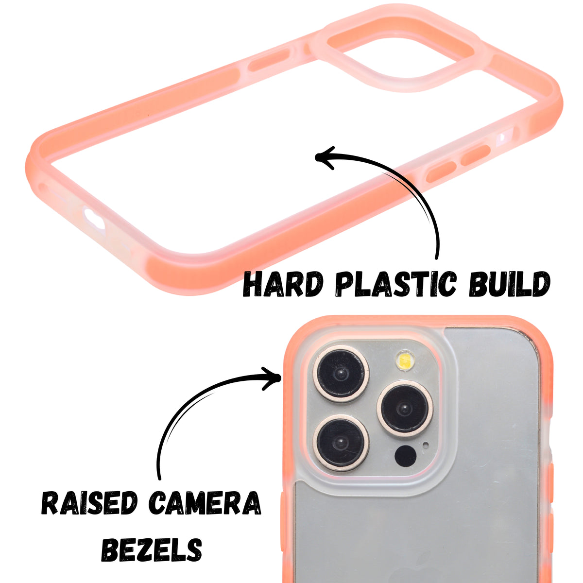 Transparent Hard Back Case with Colored Side Grip Phone Case For iPhone 14 Pro