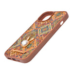 Bohemian Ethnic Print Cork Texture with Pearl Detail Phone Case for iPhone 13 / 14