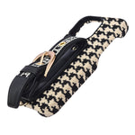Dior Inspired Houndstooth Pattern with Adjustable Belt Buckle Holder Phone Case for iPhone 15 Pro Max