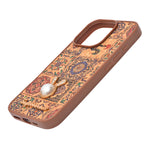 Bohemian Ethnic Print Cork Texture with Pearl Detail Phone Case for iPhone 16 Pro