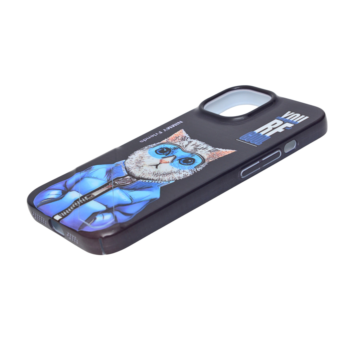 Cool Cat Design Soft Phone Case with Kickstand for iPhone 15