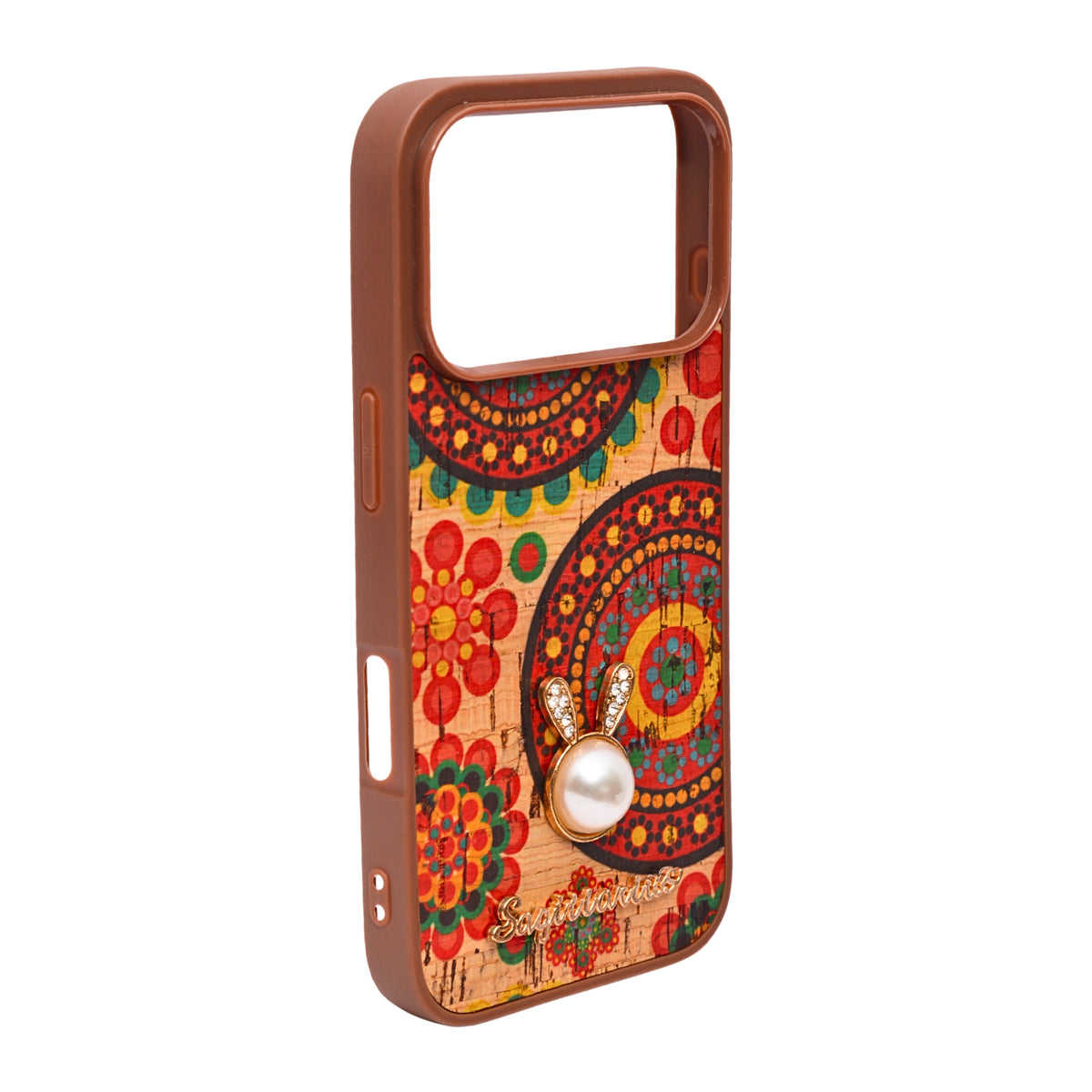 Bohemian Ethnic Print Cork Texture with Pearl Detail Phone Case for iPhone 17 Pro