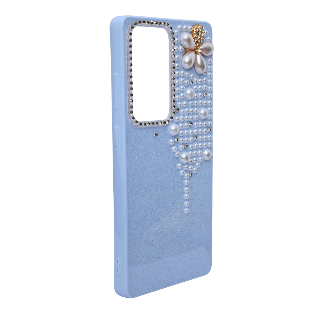Luxury Glitter Finish with 3D Pearl Flower Design Phone Case for Samsung S24 / S25