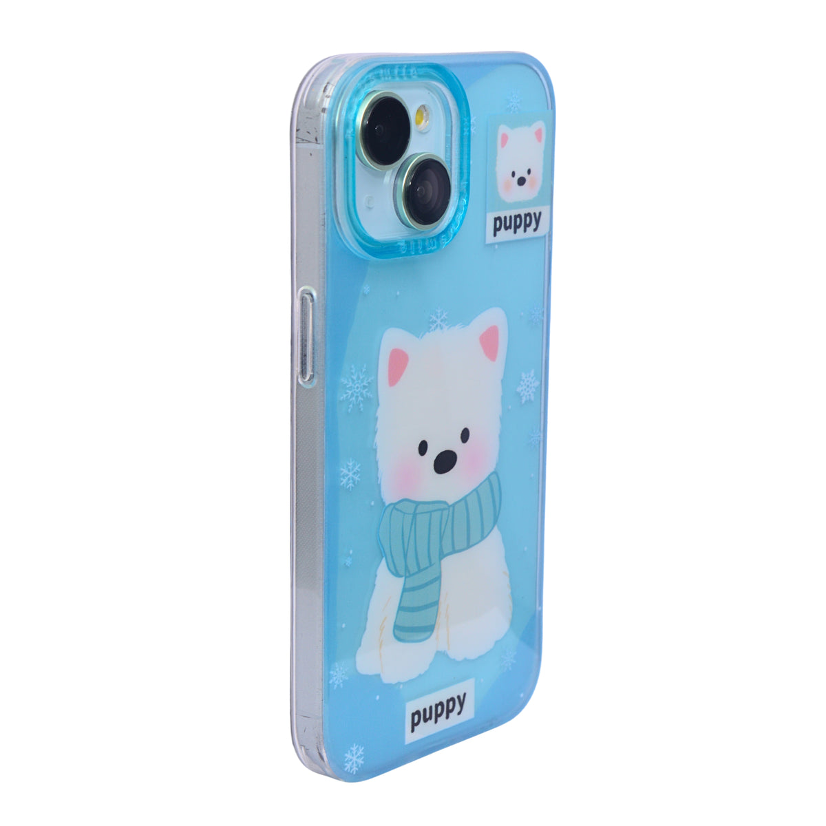 Fluffy Puppy Phone Case with Matching Wrist Strap Charm for iPhone 15