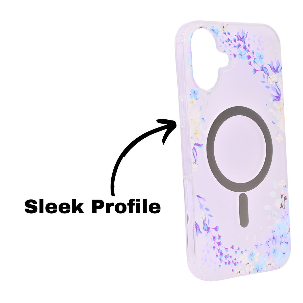 Transparent Floral MagSafe Compatible Phone Case for iPhone 16 Plus