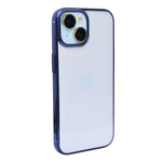 Crystal Shield Clear Phone Case with Blue Border Protection for iPhone 15