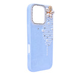 Luxury Glitter Finish with 3D Pearl Flower Design Phone Case for iPhone 16 Pro