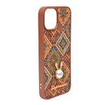 Bohemian Ethnic Print Cork Texture with Pearl Detail Phone Case for iPhone 13 / 14