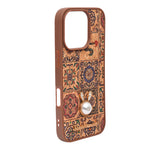 Bohemian Ethnic Print Cork Texture with Pearl Detail Phone Case for iPhone 16 Pro