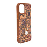 Bohemian Ethnic Print Cork Texture with Pearl Detail Phone Case for iPhone 12 / 12 Pro