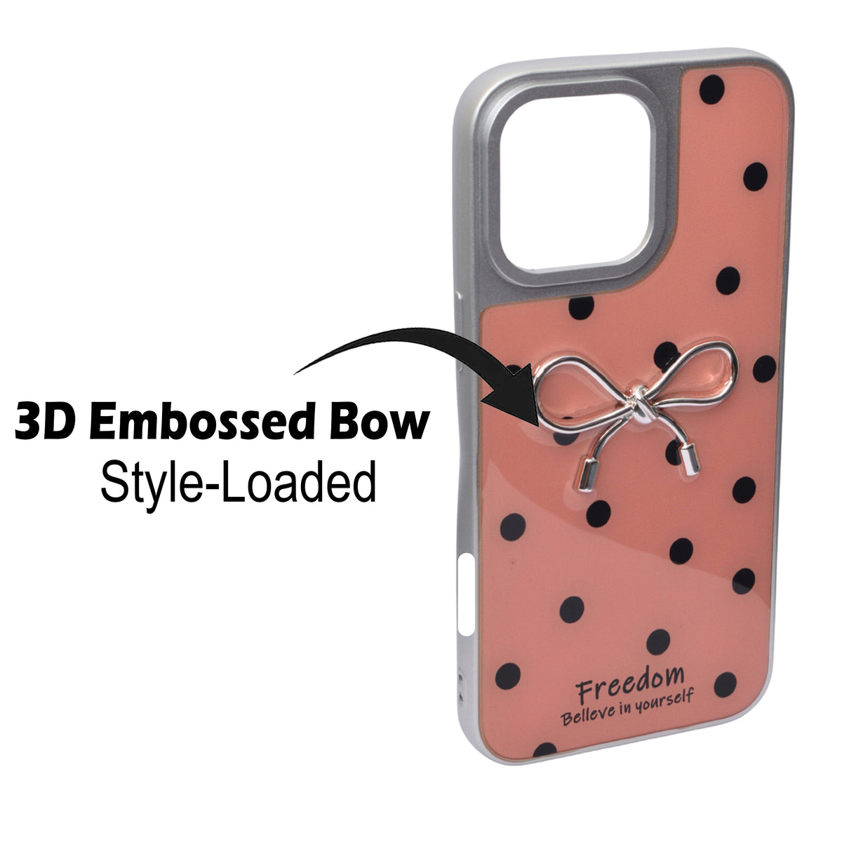 Stylish Polka Dot Bow Phone Case For iPhone 16 Pro Max
