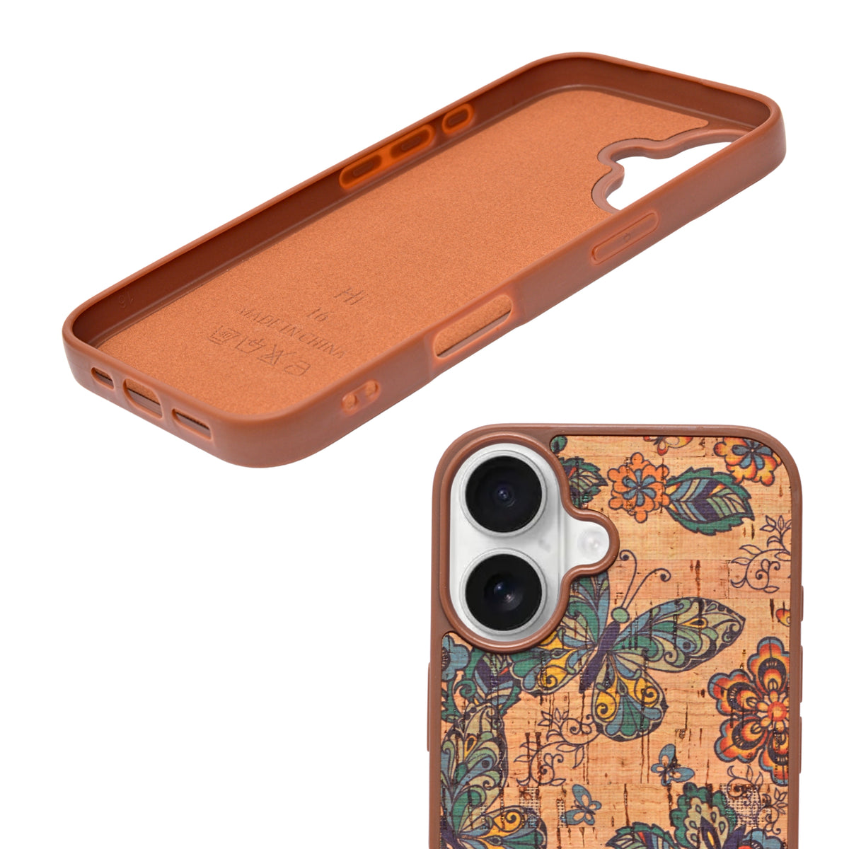 Bohemian Ethnic Print Cork Texture with Pearl Detail Phone Case for iPhone 16