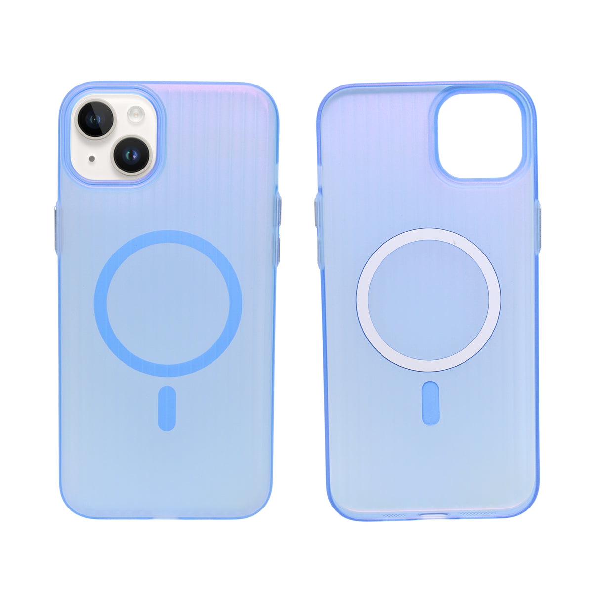 Tinted Transparent Corrugated Texture MagSafe Compatible Phone Case for iPhone 14Plus/ 15Plus