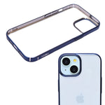Crystal Shield Clear Phone Case with Blue Border Protection for iPhone 15