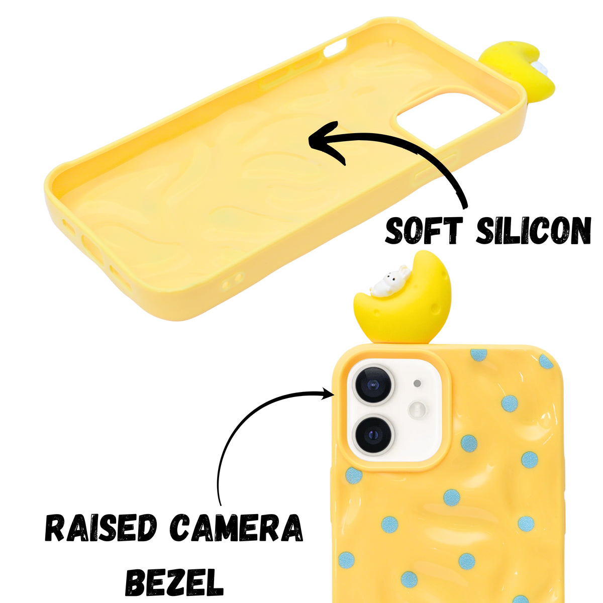 3D Cartoon Character with Polka Dots Soft Phone Case for iPhone 12/ 12 Pro