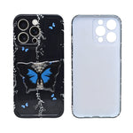 Blue Butterfly Aesthetic Phone Case with Holder for iPhone 14 Pro Max