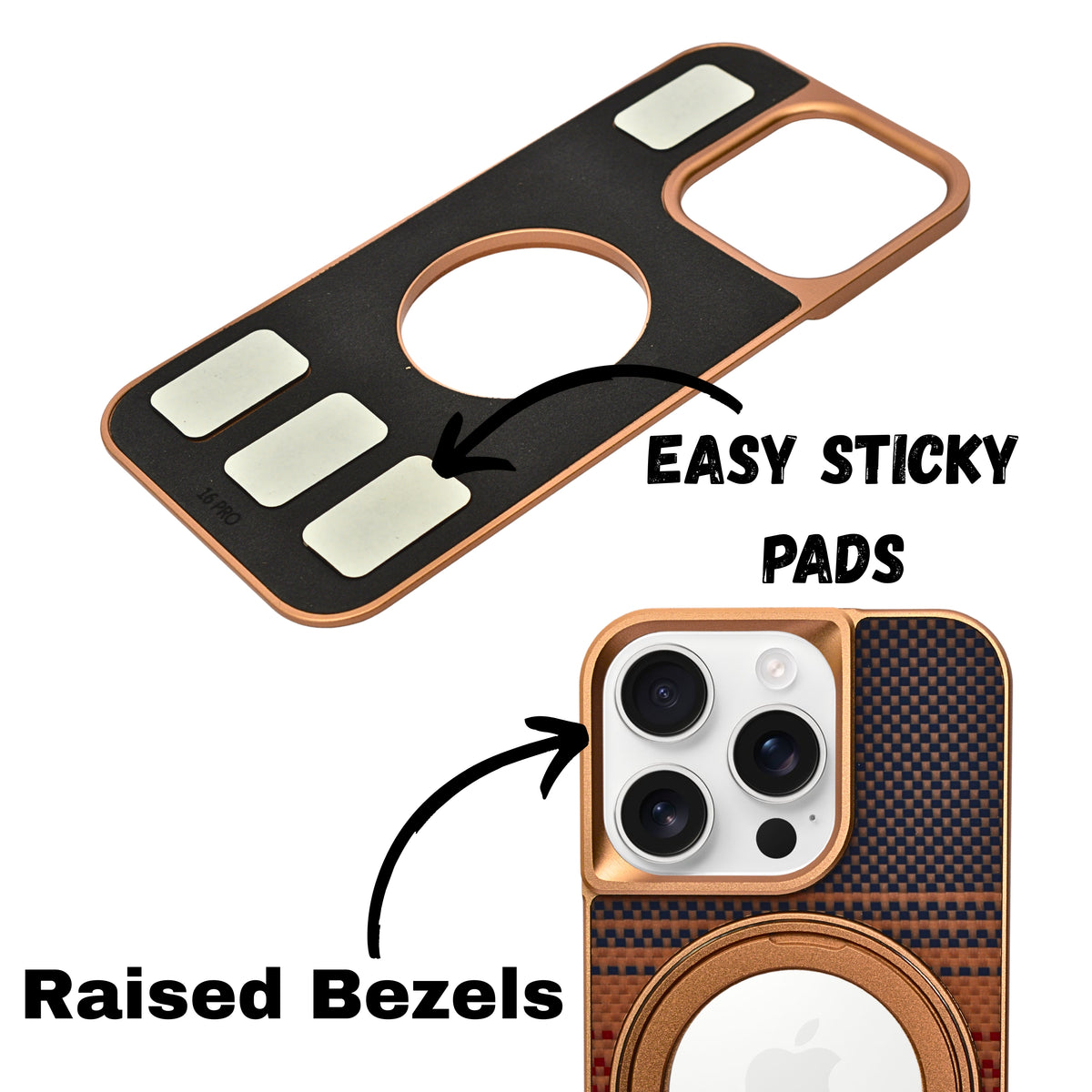 Metallic Camera Protector Back Frame with 360° Rotatable Kickstand Phone Case for iPhone 16 Pro Max