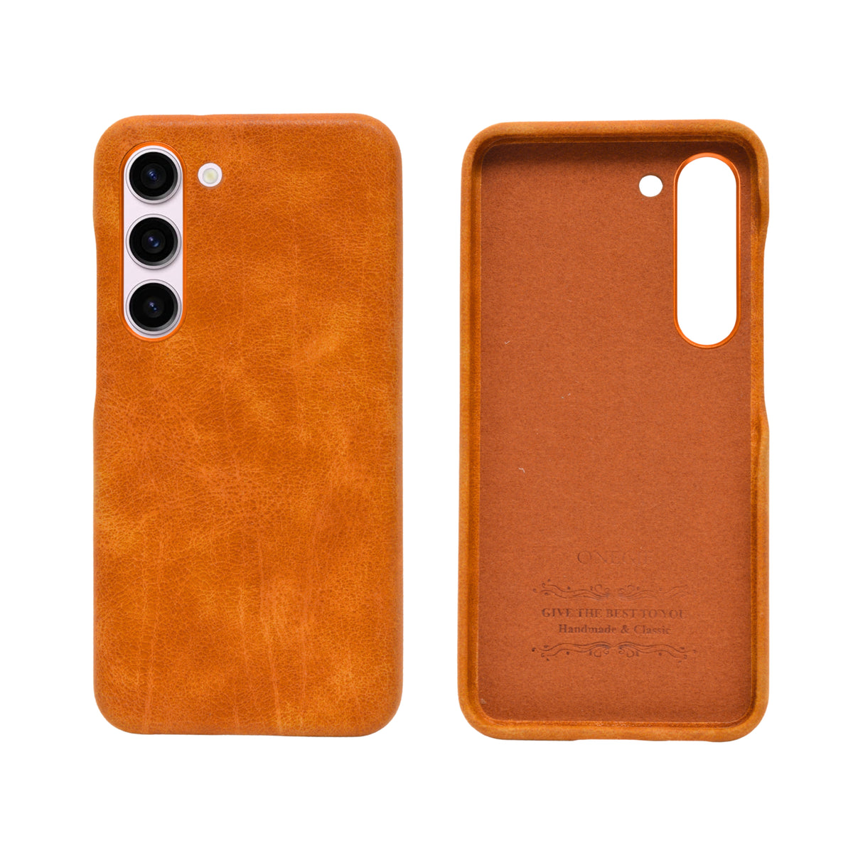 Luxurious and Protective Business Style Phone Case with Tan Faux Leather for Samsung Galaxy S23