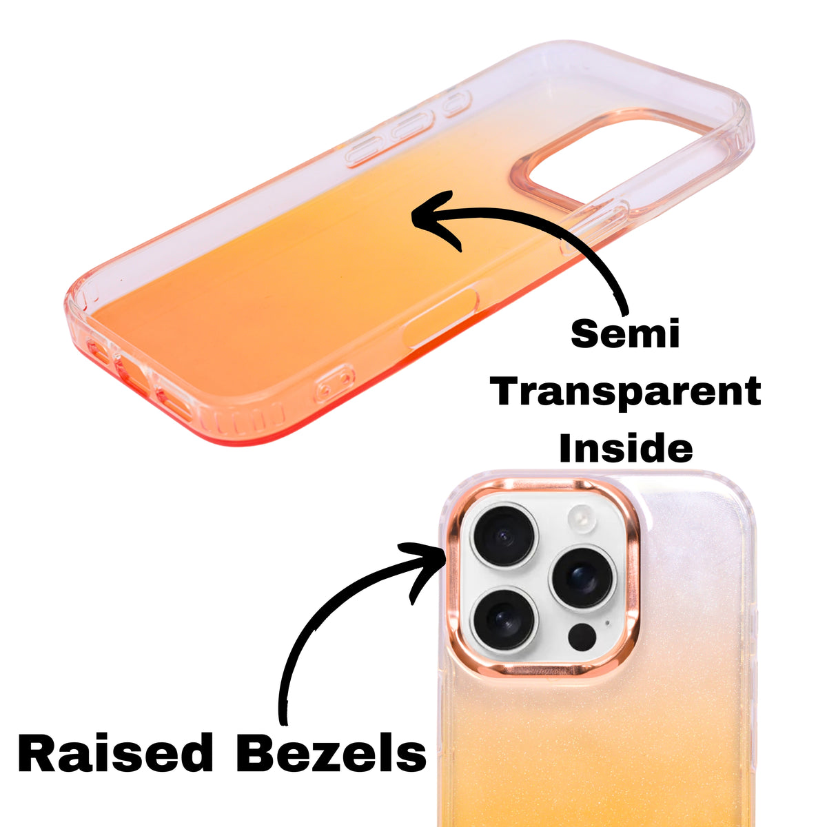 Transparent Gradual Change Glitter Color Arts & Crac Glitter Case for iPhone 16 Pro