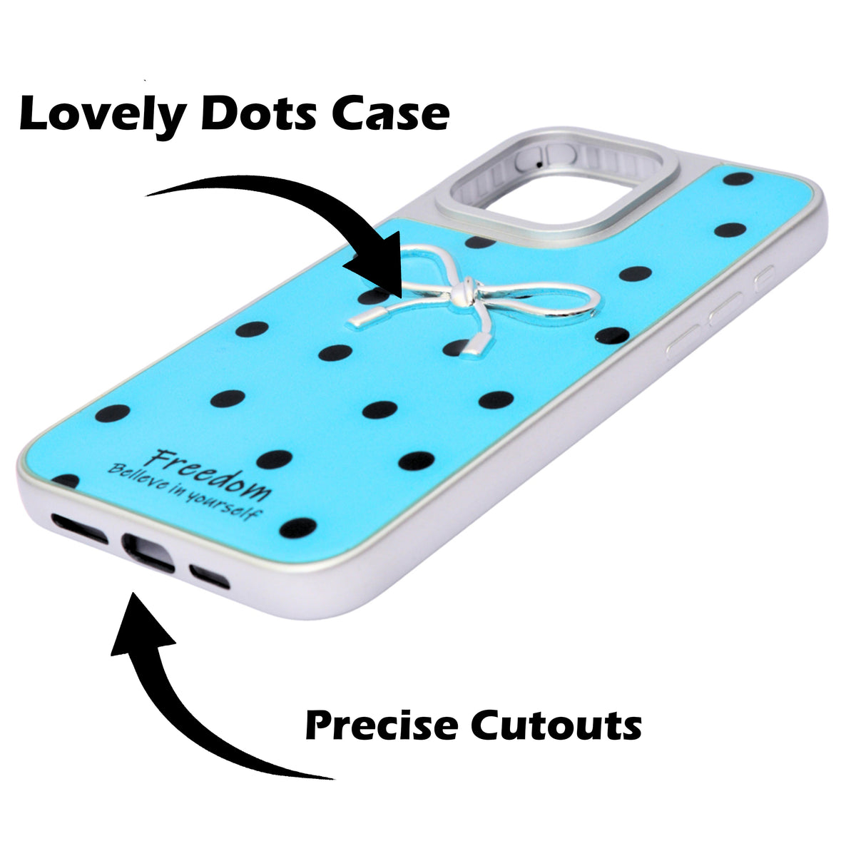 Stylish Polka Dot Bow Phone Case For iPhone 16 Pro Max