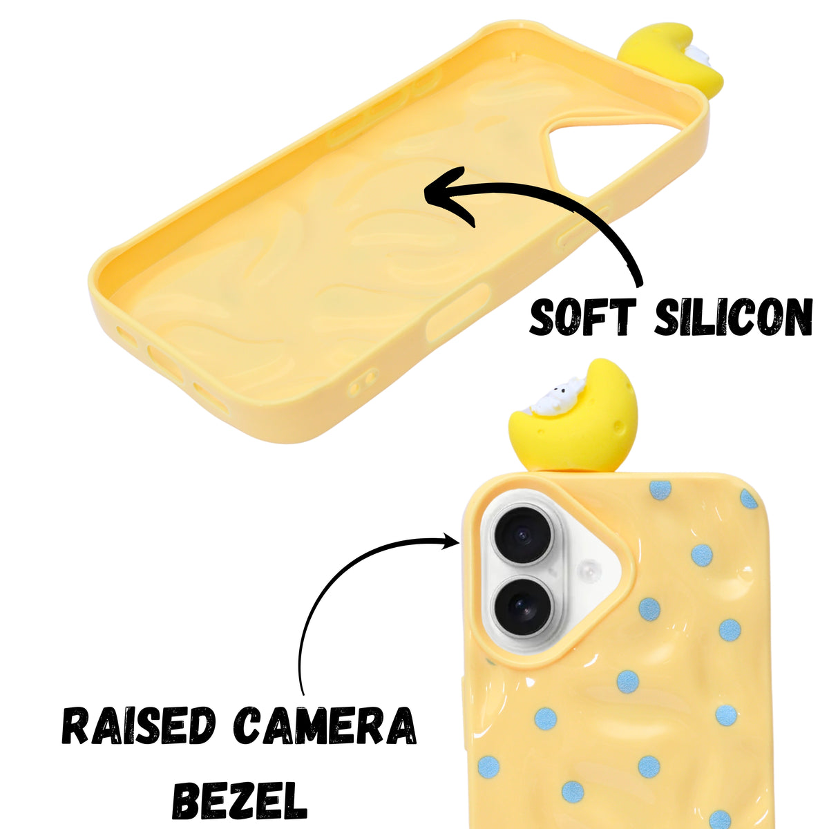 3D Cartoon Character with Polka Dots Soft Phone Case for iPhone 16