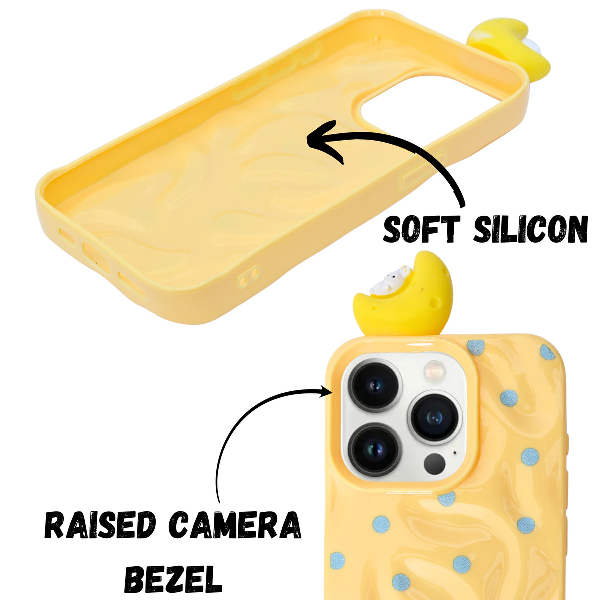 3D Cartoon Character with Polka Dots Soft Phone Case for iPhone 15 Pro Max