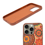 Bohemian Ethnic Print Cork Texture with Pearl Detail Phone Case for iPhone 15 Pro Max