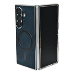 MagSafe Compatible Leather Case for Samsung Galaxy Z Fold 7 – Sleek Magnetic With Side Chrome Back Cover