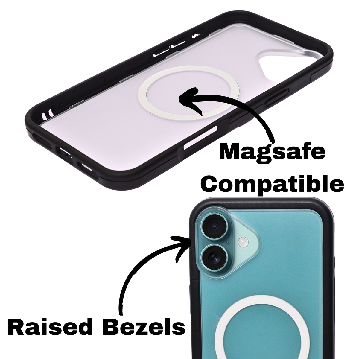 Dual Color Edge Matte Transparent MagSafe Phone Case for iPhone 16 Plus