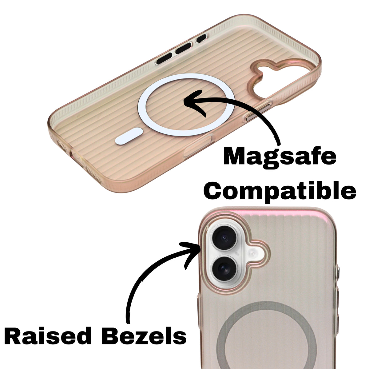 Tinted Transparent Corrugated Texture MagSafe Compatible Phone Case for iPhone 16 Plus
