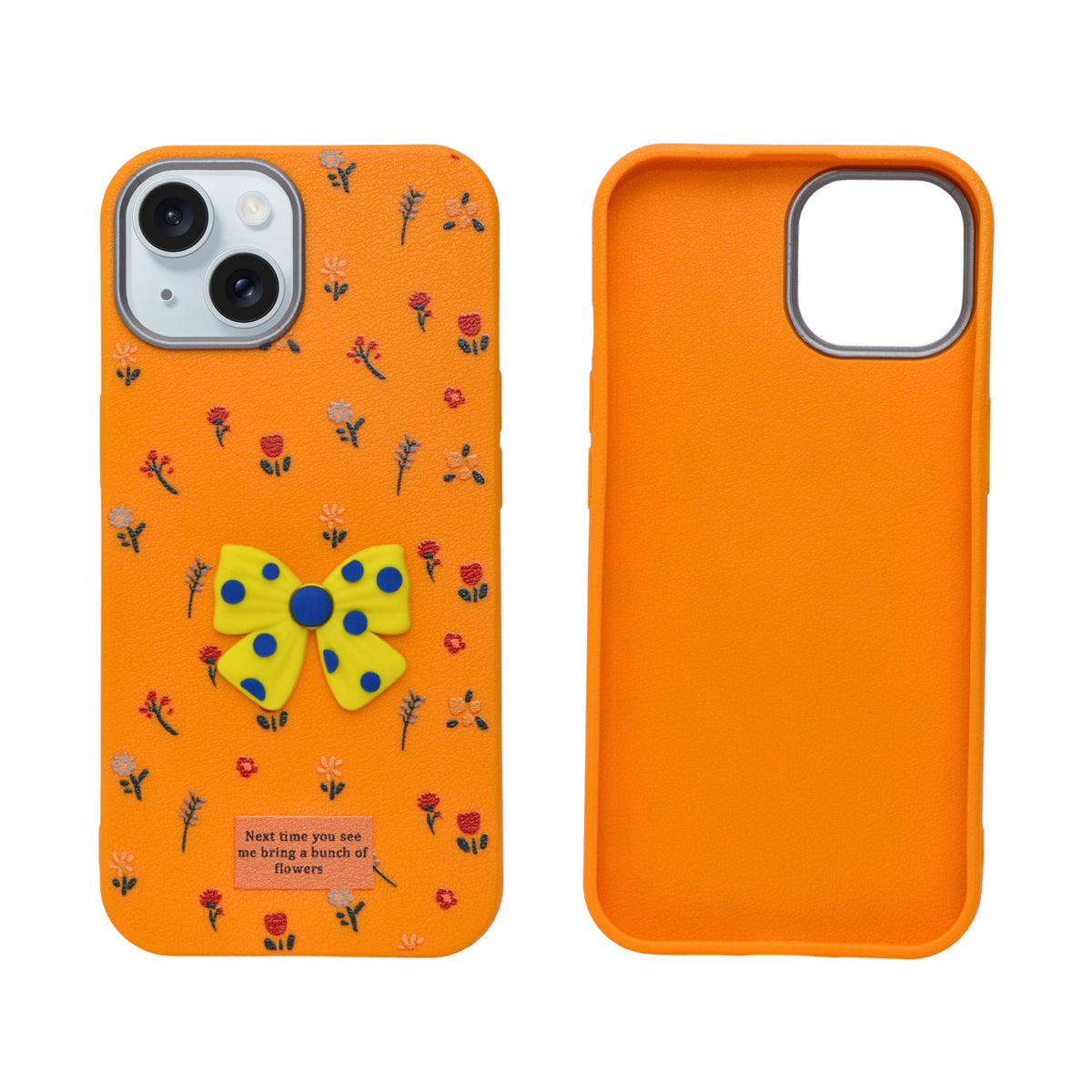 Cute Floral with 3D Bow Phone Case For iPhone 15