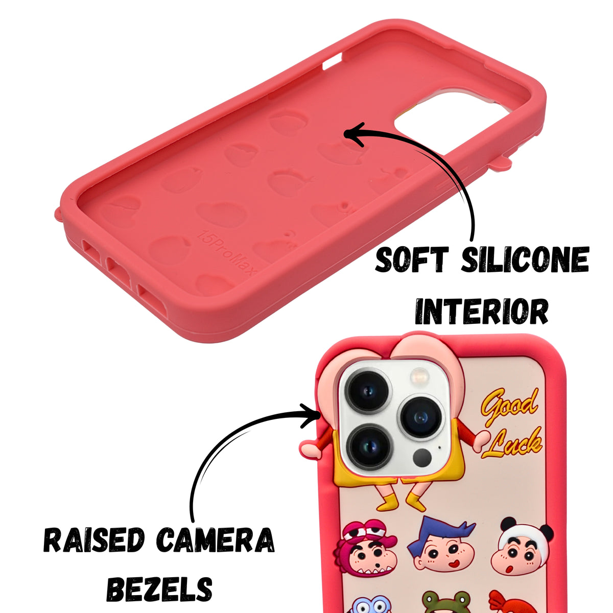 3D Cartoon Shinchan Character Design Phone Case For iPhone 14 Pro Max