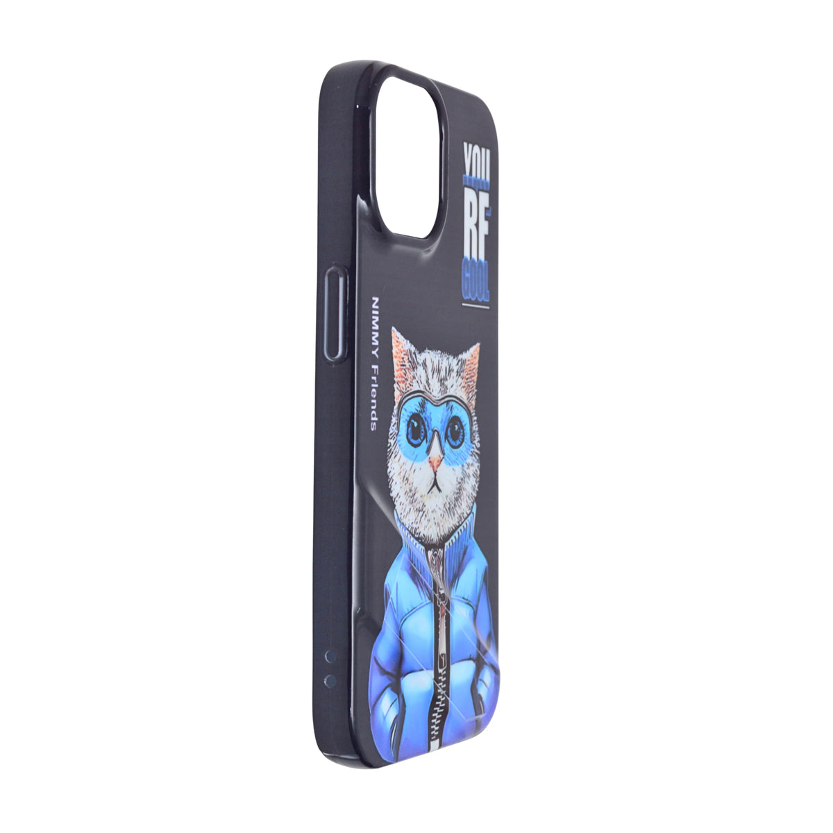 Cool Cat Design Soft Phone Case with Kickstand for iPhone 15