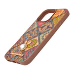 Bohemian Ethnic Print Cork Texture with Pearl Detail Phone Case for iPhone 16 Pro Max