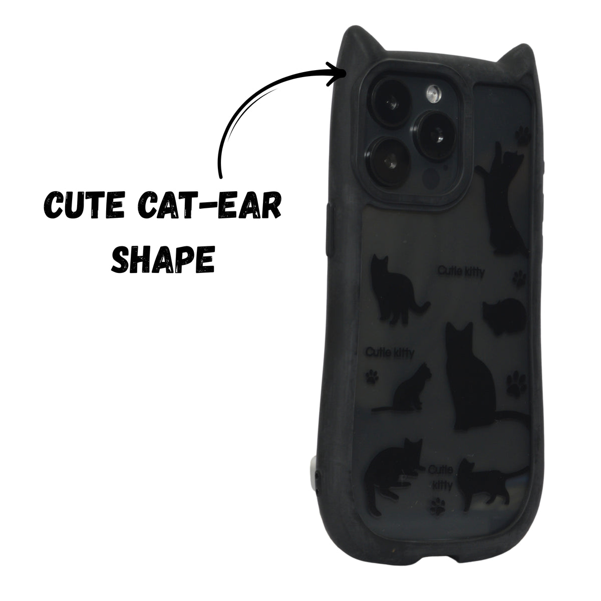 Cute Cartoon Phone Case with Cat Ears For iPhone 15 Pro