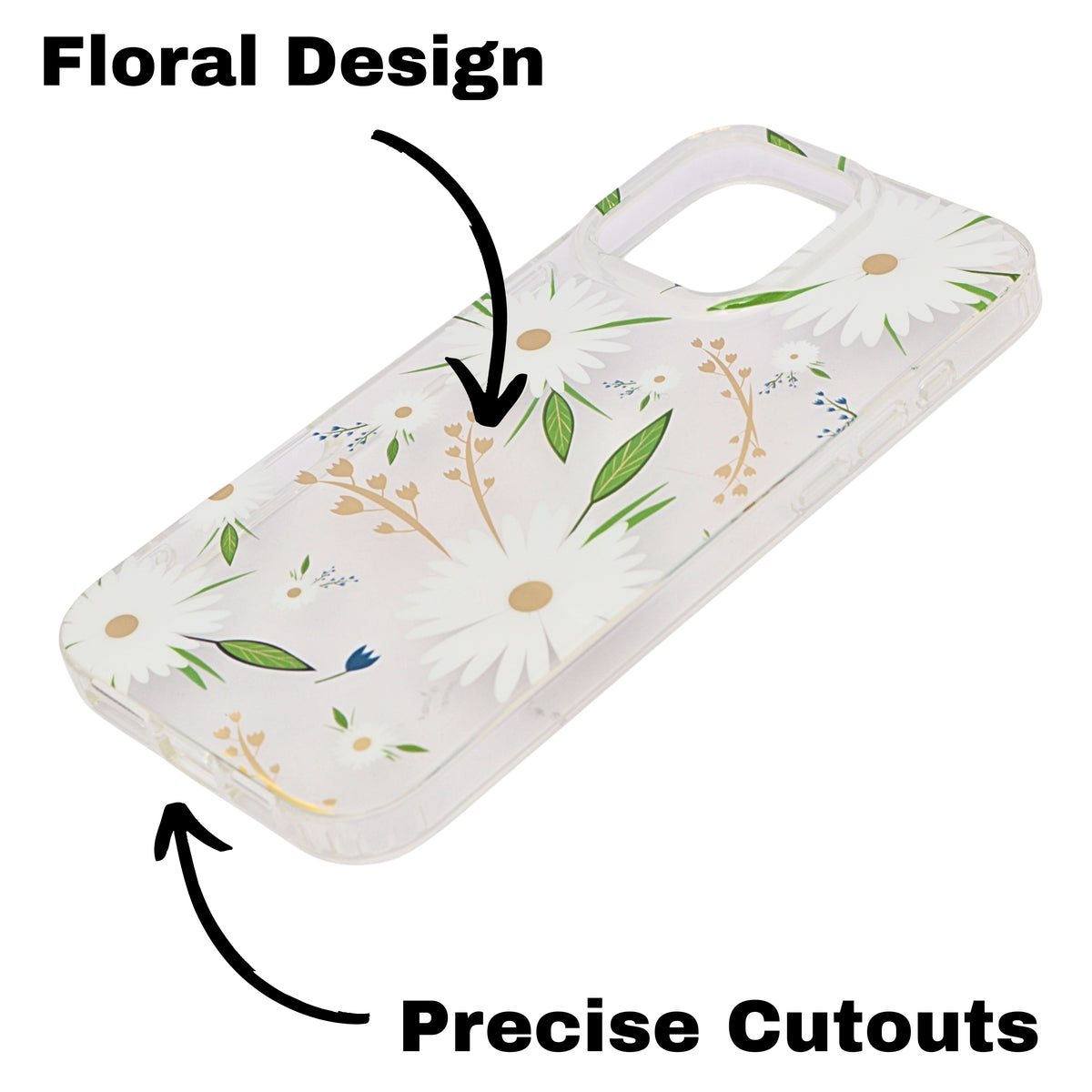 Vibrant Transparent Floral Pattern Phone Case for iPhone 16 Pro Max