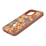 Bohemian Ethnic Print Cork Texture with Pearl Detail Phone Case for iPhone 15 Pro Max